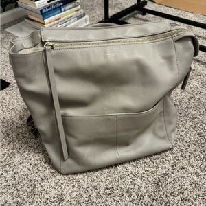 Mina Baie Harper Gray Leather Baby Bag